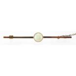 9ct gold cabochon opal bar brooch, 6cm in length, approximate weight 3.7g : For further Condition