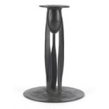 Arts & Crafts Liberty & Co Tudric pewter candlestick designed by Archibald Knox, impressed marks and