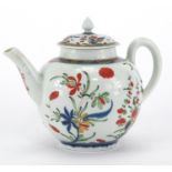 18th century Royal Worcester porcelain teapot in the manner of James Giles, hand painted with