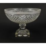 19th century hobnail cut glass centrepiece, 23.5cm high x 32cm in diameter : For further Condition