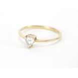 9ct gold diamond tear drop ring, size S, approximate weight 1.3g : For further Condition Reports