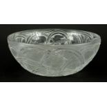Lalique frosted glass Pinsons bowl, etched Lalique France to the base, 23.5cm in diameter : For