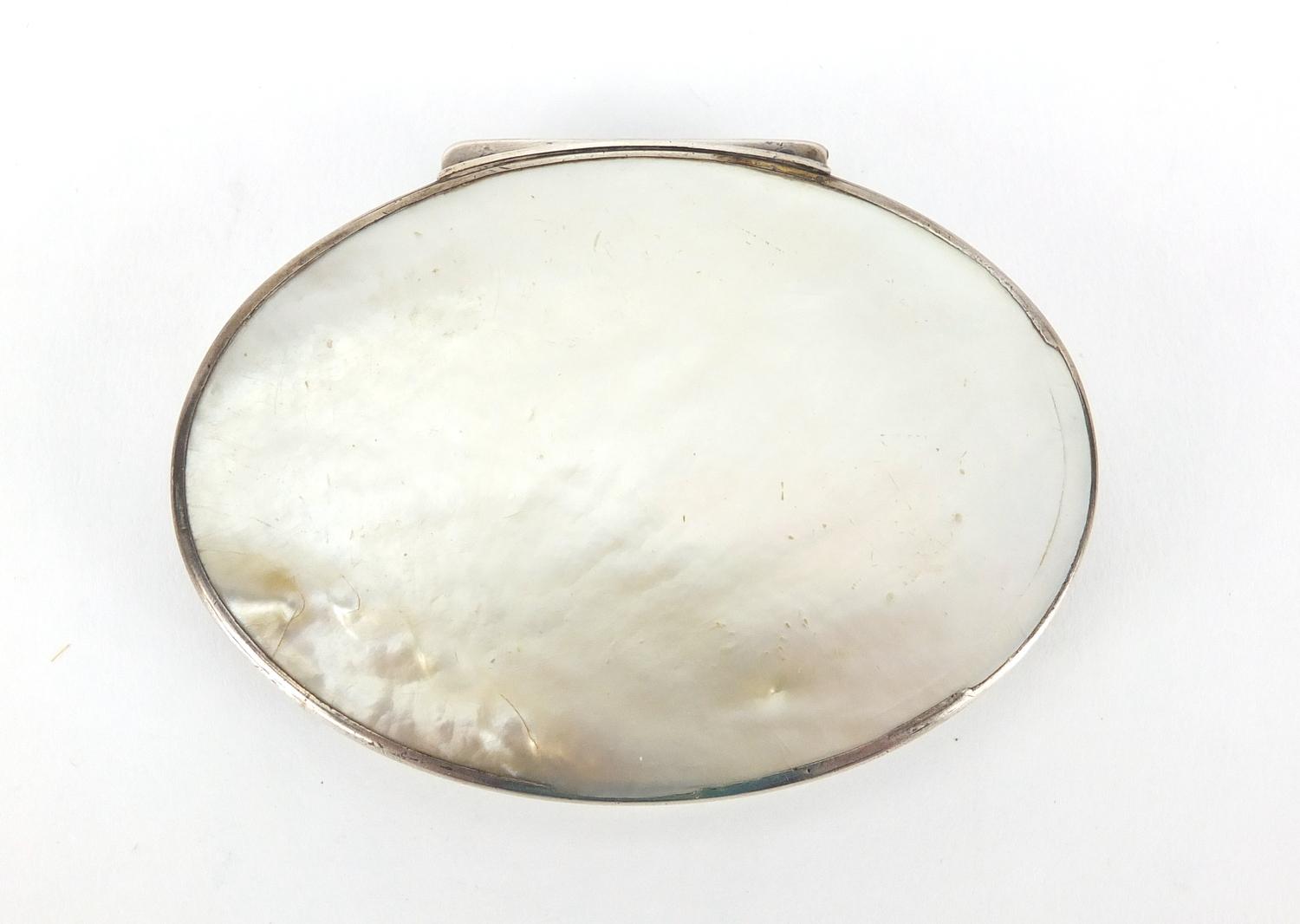 18th century oval silver and mother of pearl snuff box, 8.5cm wide : For further Condition Reports - Image 2 of 6