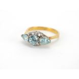 18ct gold blue stone and diamond ring, size L, approximate weight 3.6g : For further Condition