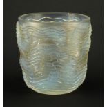 René Lalique semi opalescent Dauphins glass vase, etched R Lalique France to the base, 14cm high :