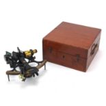 Henry Hughes & Son sextant, house in a fitted mahogany case and accessories, serial number 29705,