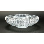 Orrefors clear glass bowl designed by Edvin Öhrström, etched marks and numbered 3017/27 around the