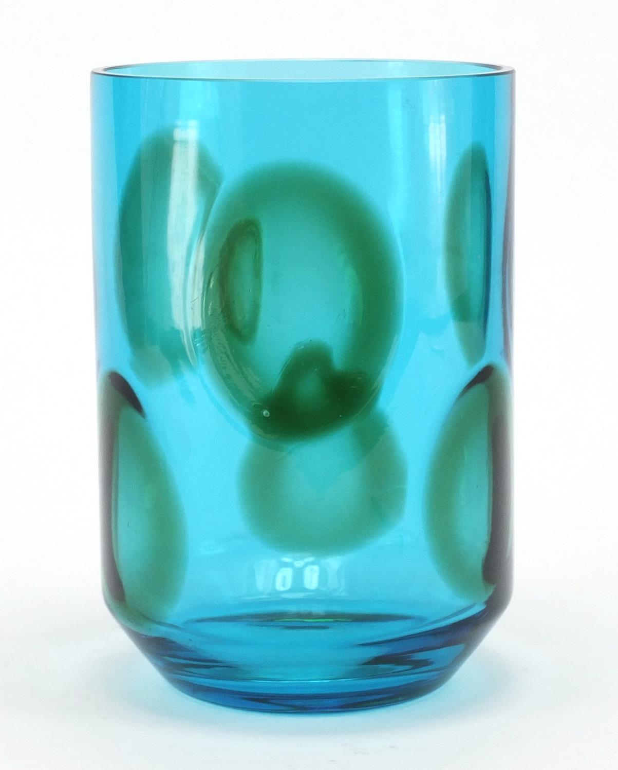 Venini style blue glass vase in the style of Tapio Wirkkala, 19cm high : For further Condition