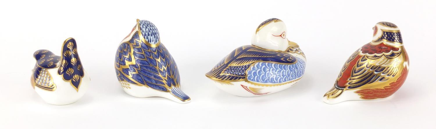 Four Royal Crown Derby bird paperweights, three with gold coloured stoppers, the largest 12cm in - Image 4 of 6