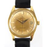 Gentleman's gold Omega Seamaster automatic wristwatch, with date dial, 3.4cm in diameter : For