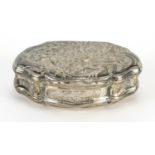 18th century continental silver snuff box with gilt interior, cast with a mother and children,