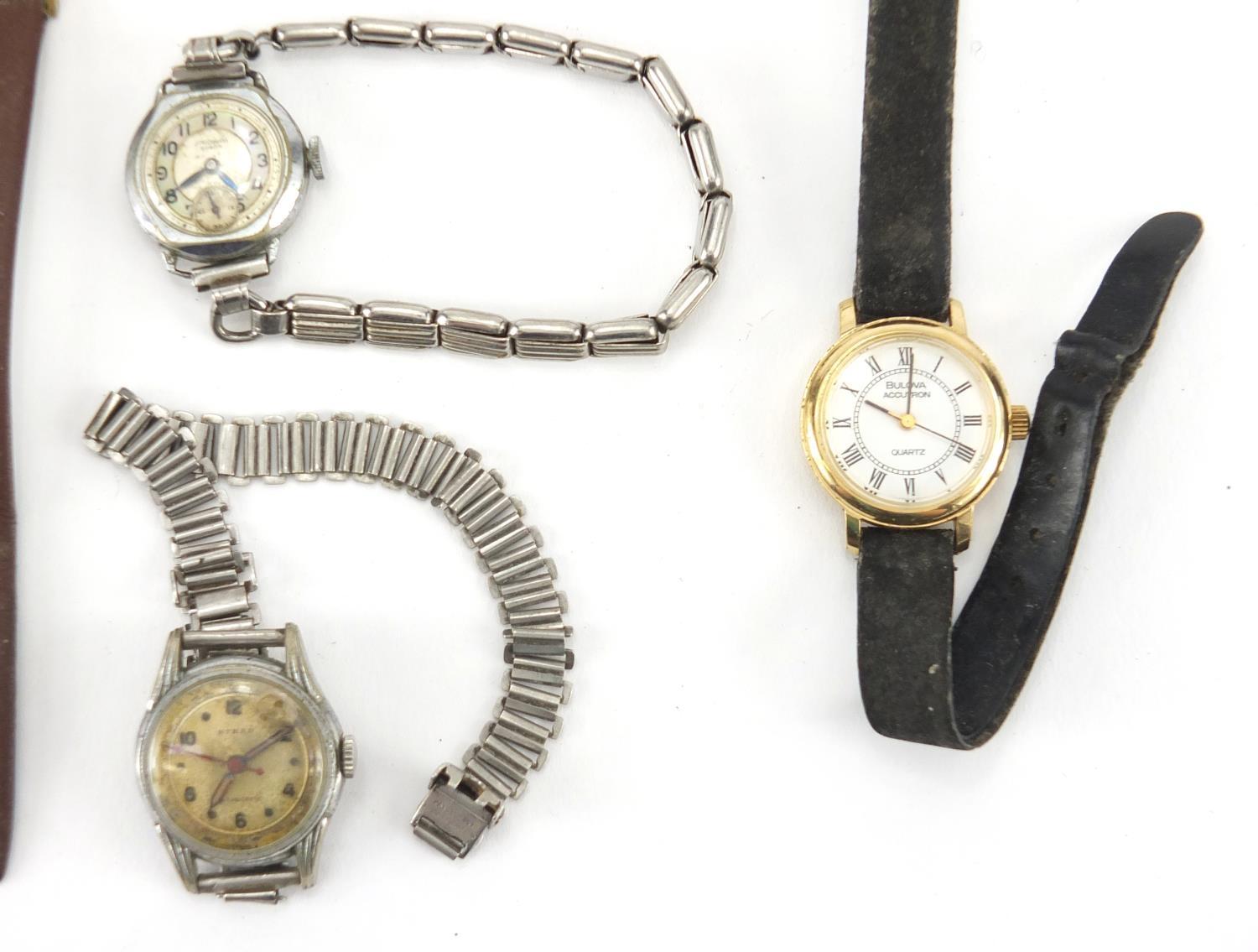 Vintage and later ladies wristwatches including Omega, Bulova, Waltham Everite and Waverly : For - Image 3 of 6