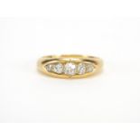 18ct gold diamond five stone ring, size P, approximate weight 4.3g : For further Condition Reports