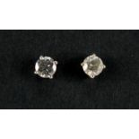 Pair of 18ct white gold diamond solitaire earrings, approximate weight 1.6g : For further