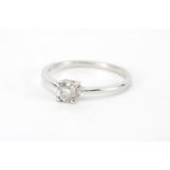 9ct white gold diamond solitaire ring, size R, approximate weight 2.0g : For further Condition