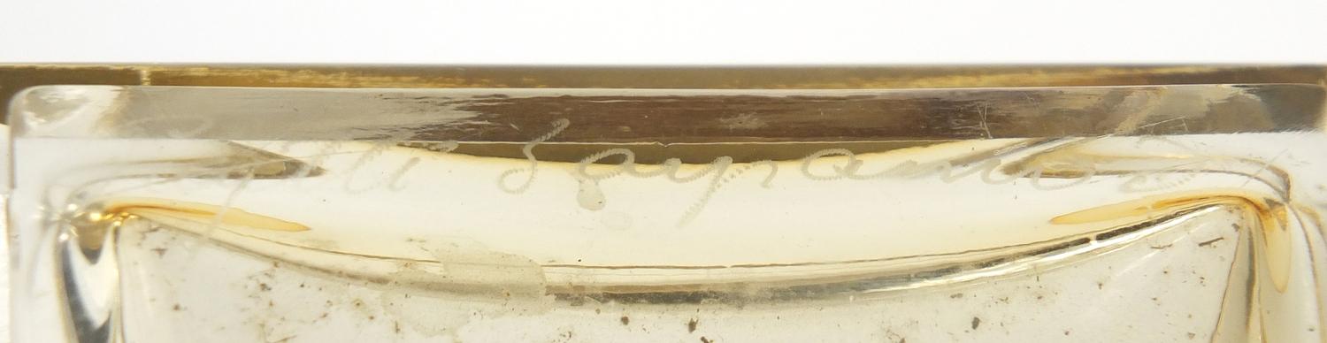 Art Deco amber art glass vase with gilt metal mounts in the style of Moser, etched marks to the - Image 5 of 5