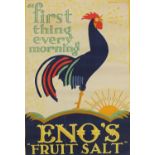 Vintage Eno's Fruit Salt advertising poster designed by McKnight Kauffer, 'First thing every