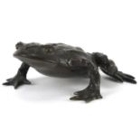 Patinated bronze toad paperweight, 14cm in length : For further Condition Reports Please Visit our