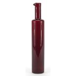 Large Riihimäki red bottle vase by Nanny Still, etched marks around the base, 32.5cm high : For