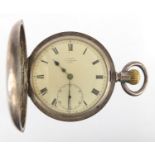 Gentleman's silver Hyland half hunter pocket watch, numbered 276634 to the movement, 5cm in diameter