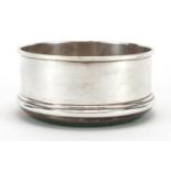 Circular silver and oak wine coaster, W.E V London 1987, 9cm in diameter : For further Condition