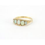 9ct gold opal five stone ring, size P, approximate weight 1.8g : For further Condition Reports