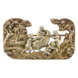 Italian unmarked silver brooch, depicting a view of cherubs with a ram, housed in a Garrard & Co
