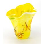 Predominately yellow handkerchief glass vase, 33cm high : For further Condition Reports Please visit