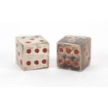 Two silver and enamel dice, Birmingham hallmarked, 1.5cm square, approximate weight 19.0g : For