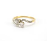 18ct gold diamond crossover ring, size Q, approximate weight 2.5g : For further Condition Reports