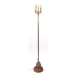 Brass torchiere lamp with claw and ball feet, 145cm high : For further Condition Reports Please