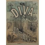 19th century La Diva French Opera poster by Jules Chéret, framed, 74cm x 54cm : For further