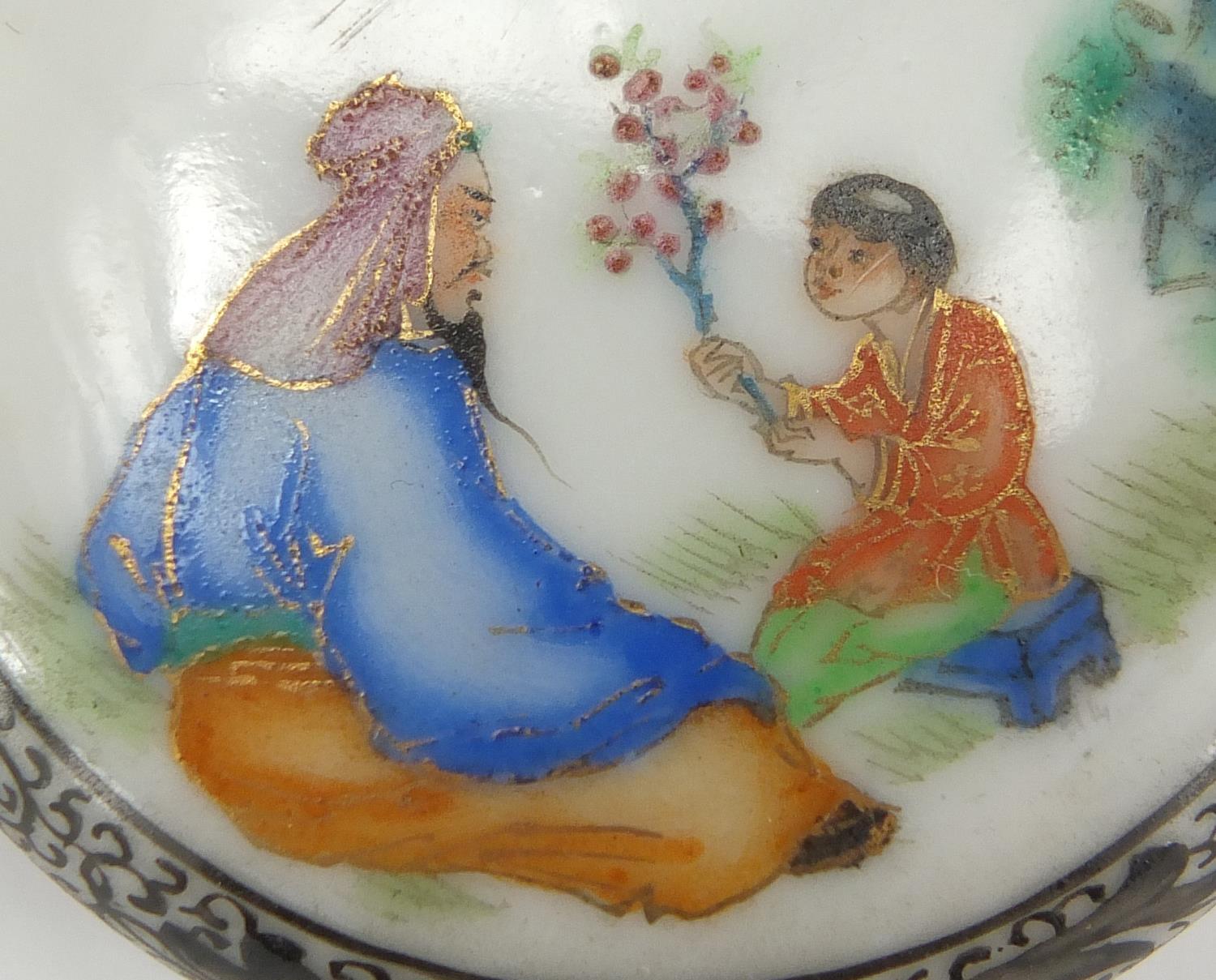 Three Chinese porcelain seal/rouge boxes, one hand painted in the famille rose palette with a figure - Image 15 of 19