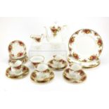 Royal Albert Old Country Roses teaware including teapot and trio's, the largest 24cm high : For
