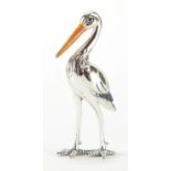 Silver and enamel model of a stork, stamped 925, 6.5cm high, approximate weight 25.0g : For