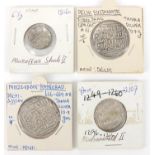 Four Indian silver coins including two tanka's, approximate weight 47.4g : For further Condition