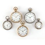 Silver and gold plated ladies and gentleman's pocket watches including Acme Lever and Thomas