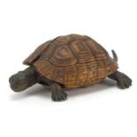 Novelty tortoiseshell and brass tortoise paperweight, 12.5cm in length : For further Condition