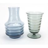 Two Whitefriars glass vases designed by Geoffrey Baxter, the largest 24.5cm high : For further