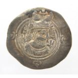 Persian Sasanian hammered silver coin, 3.5cm in diameter, approximate weight 4.0g : For further