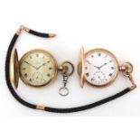 Two gentleman's gold plated full hunter pocket watches including a Thomas Russell example, each