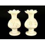 Pair of Belleek porcelain vases, relief decorated with flowers, 20cm high : For further Condition