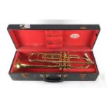 Brass Gaudet trumpet with fitted carrying case, serial number 32968 : For further Condition