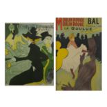Two French theatre posters, Moulin Rouge and Divan Japonais, both framed, the largest 63.5cm x 47.