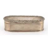 Early Victorian oval silver snuff box by Joseph Willmore, with engine turned decoration and gilt