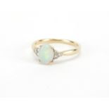 9ct gold opal and diamond ring, size N, approximate weight 2.1g : For further Condition Reports