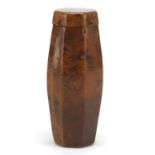 18th century yew wood snuff box in the form of a barrel, 8.5cm high : For further Condition