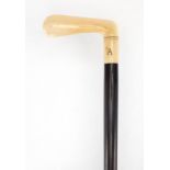 Golf club design Coromandel walking stick, with ivory handle, 88cm in length : For further Condition