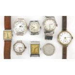 Vintage gentleman's wristwatches including Active service, Strand, Meda and one silver example : For