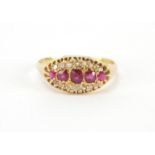 18ct gold ruby and diamond three row ring, size P, approximate weight 2.6g : For further Condition